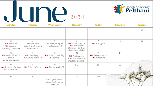 June 2024 exam timetable 1